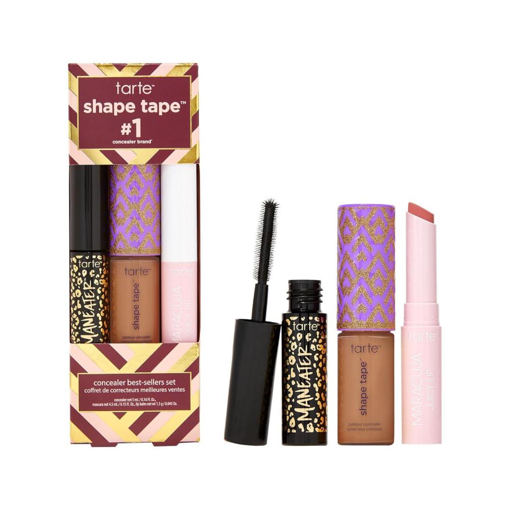 imagetarte shape tape bestsellers set  Shape Tape Concealer Hydrating Lip Gloss Balm amp Mascara for Curl Volume amp Length Longwear Cruelty Free53N deep neutral  rose