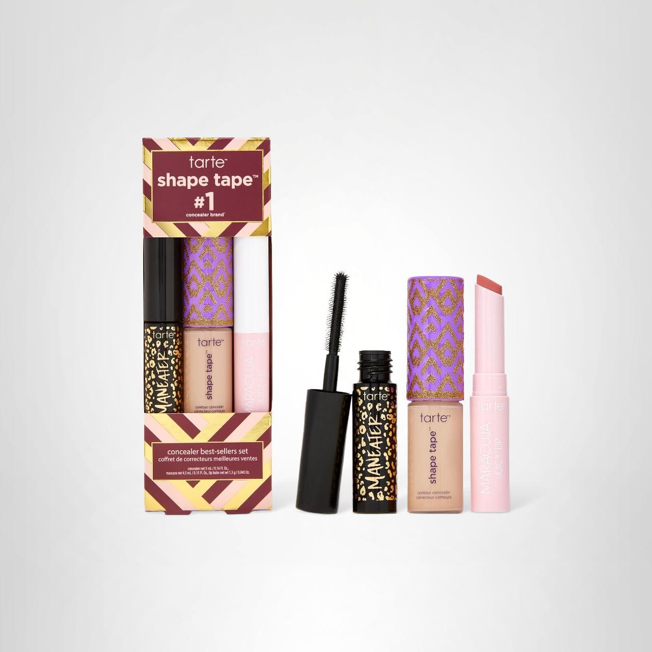 imagetarte shape tape bestsellers set Shape Tape Concealer Hydrating Lip Gloss Balm amp Mascara for Curl Volume amp Length Longwear Cruelty Free29N lightmedium rose