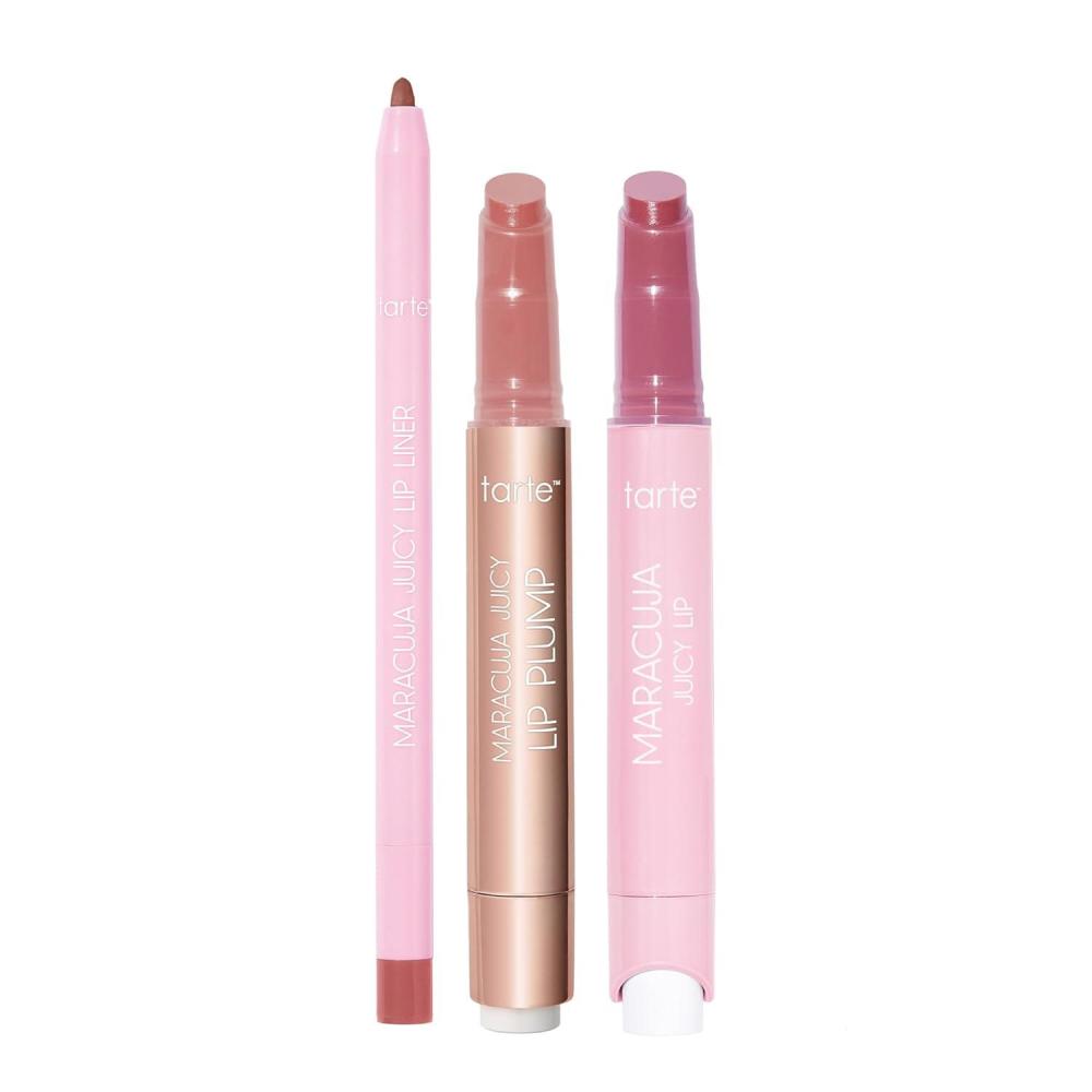 imagetarte maracuja juicy lip plump  Hydrating amp Volumizing Lip Plumper Gloss Balm with Nourishing Hyaluronic Acid Plumps amp Moisturizes Vegan amp CrueltyFree full size tulipdusty rose liner  hibiscus balm  mixed berries plump