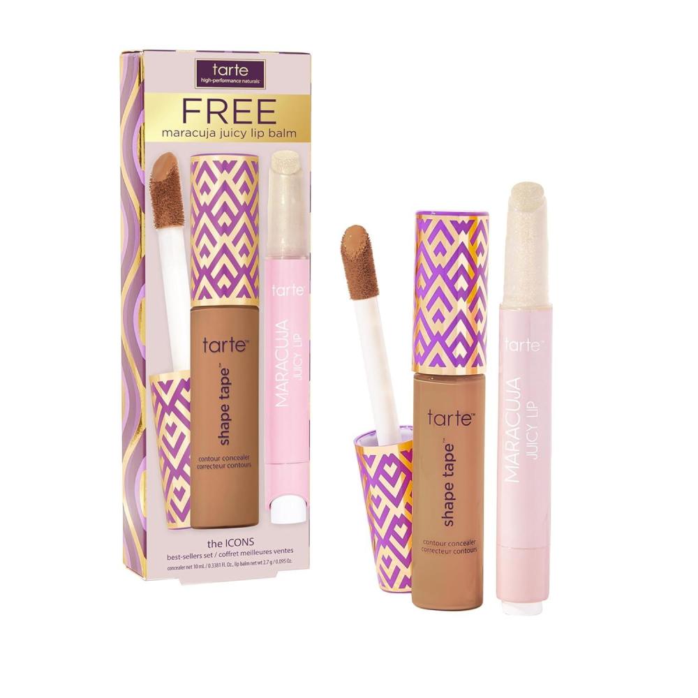 imagetarte icons shape tape concealer amp maracuja juicy lip duo  Full Coverage Concealer for Dark Circles amp Fine Lines with Hydrating Nourishing Lip Gloss Balm Vegan amp Cruelty Free53N deep neutral  sunflower
