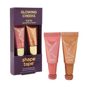 tarte glowing cheeks blush tape & glow tape duo – Buildable Cream Blush & Illuminating Highlighter with Lightweight Mineral Pigments & Shea Butter for Hydrating Radiant Glow, Vegan & Cruelty Free(berry & bronze glow)