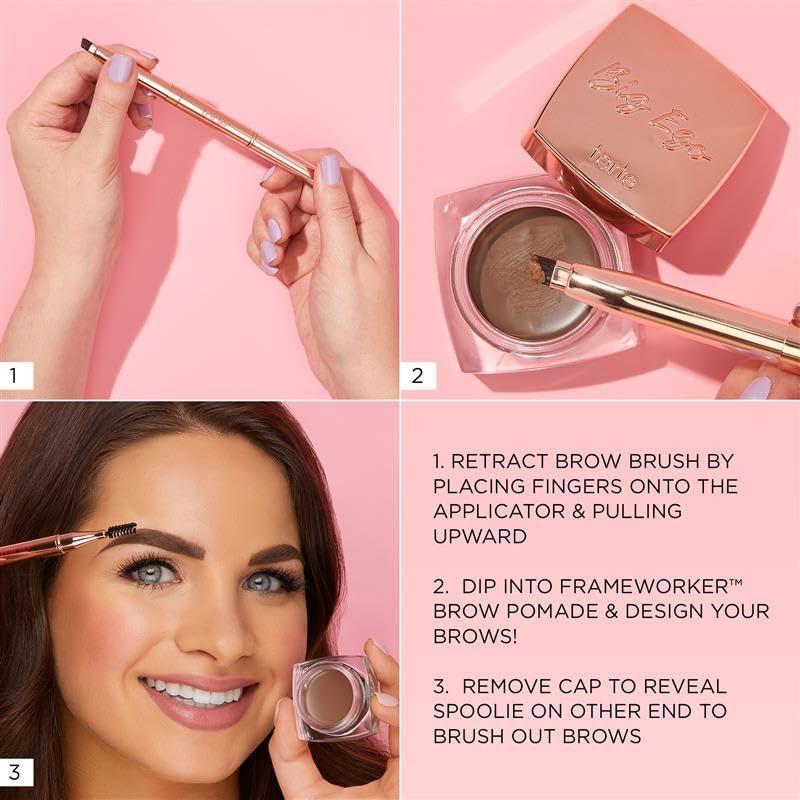 imagetarte big ego fill service brow brush amp spoolie Angled Brow Brush for Easy Eyebrow Shaping amp Filling DualEnded Makeup Tool for Defined Brows Vegan amp CrueltyFree