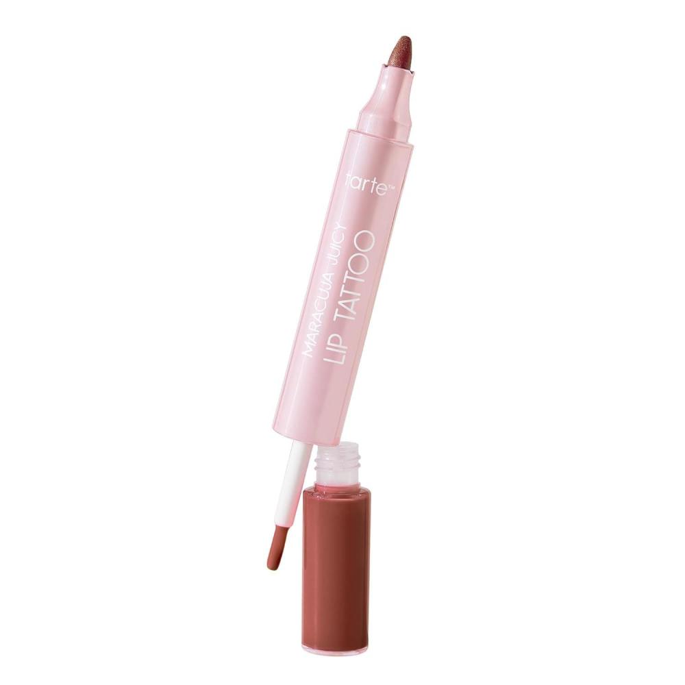 imagetarte maracuja juicy lip tattoo Transfer Proof Lip Stain Tint amp Nourishing Gloss Combo 2 in 1 Lipgloss Makeup with Hyaluronic Acid and Vitamin E Vegan amp CrueltyFreepeachy beige