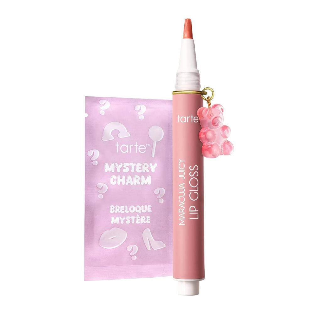 imagetarte maracuja juicy lip gloss PeptideInfused Hydrating Glossy Balm 12HR Instant Moisture lipgloss Includes Collectible Charm Vegan amp CrueltyFree full sizestrawberry milk nude pink